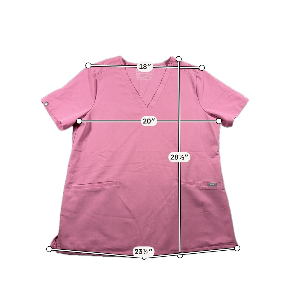 FIGS Casma Scrub Top Womens Large Pink V-Neck Short Sleeve FW1100 - Picture 8 of 9